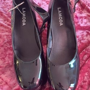 Sold Out Lamoda Heart Buckle Patent Vegan Leather Platform Heels DollsKill